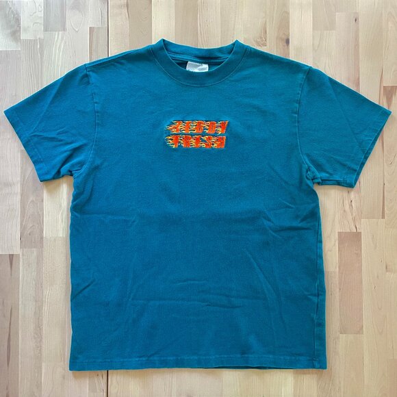Teddy Fresh Unisex Teal Short Sleeve T-Shirt Tee with Flame Fire Logo size Small - Picture 1 of 5